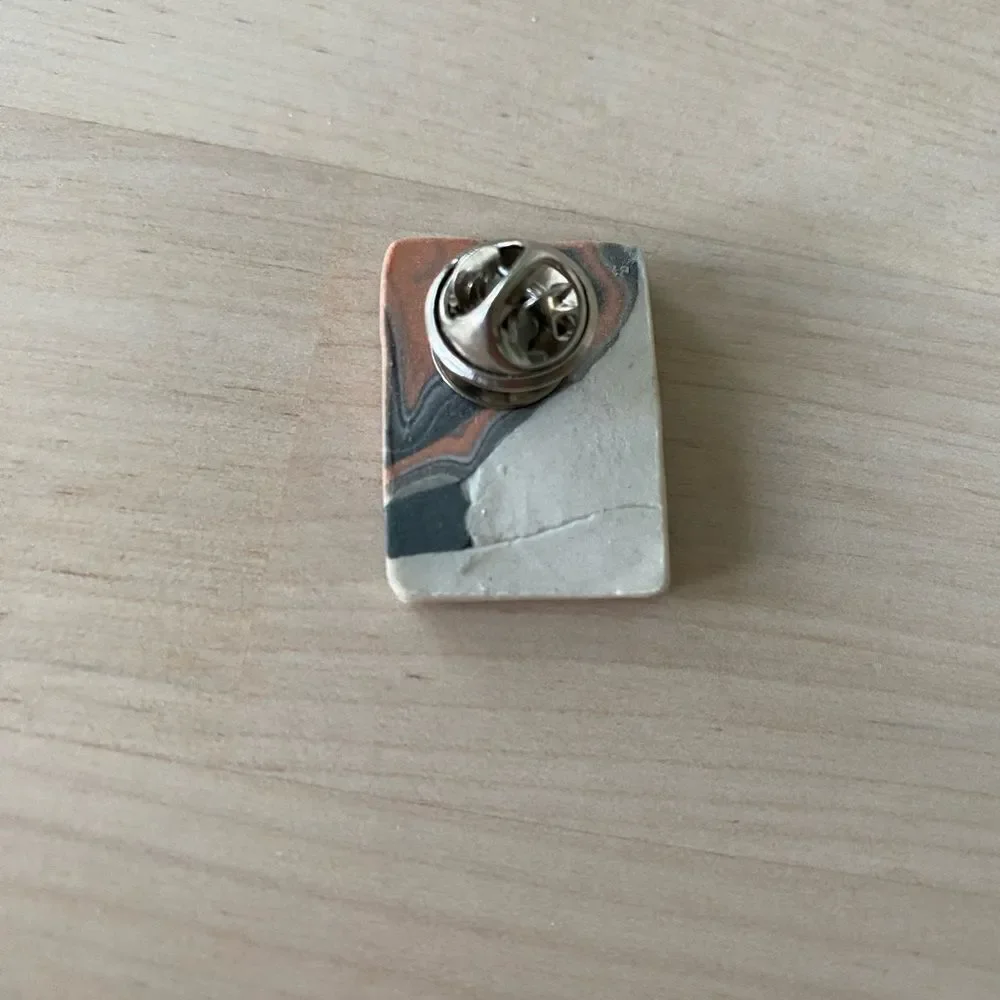 Glazed Ceramic Handmade Rectangular Pin